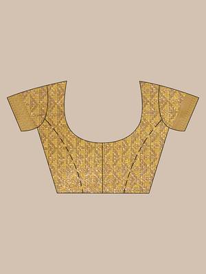 Banarasi yellow Tissue Saree with Blouse Piece 5