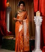 Banarasi Orange Tissue Saree with Blouse Piece