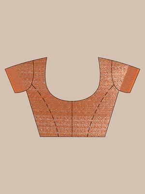 Banarasi Orange Tissue Saree with Blouse Piece 5