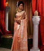 Banarasi Peach Tissue Saree with Blouse Piece