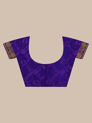 Firozi Zari Weaved Kanjivaram Saree with Blouse Piece With Stone Work 5