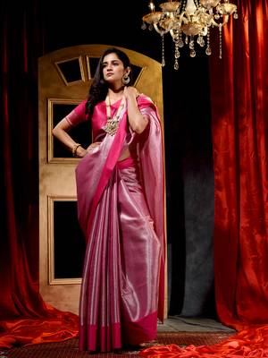 Rani Cotton Tissue Saree with Blouse Piece 1