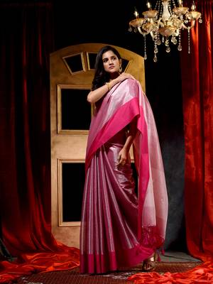 Rani Cotton Tissue Saree with Blouse Piece 3