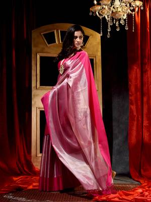 Rani Cotton Tissue Saree with Blouse Piece 4