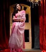 Pink Cotton Tissue Saree with Blouse Piece