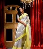 Handloom Silver Tissue Silk Saree with Blouse Piece