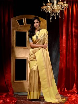 Handloom Golden Tissue Silk Saree with Blouse Piece 1