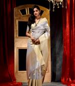 Handloom Silver Tissue Silk Saree with Blouse Piece