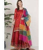 Kaanchie Nanggia Dupion Maroon Embroidery Lehenga Set