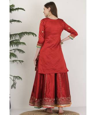 Kaanchie Nanggia Dupion Maroon Embroidery Lehenga Set 2
