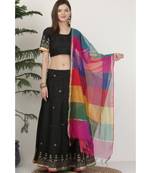Kaanchie Nanggia Dupion Black Embroidery Lehenga Set
