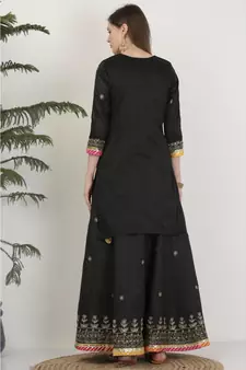 Kaanchie Nanggia Dupion Black Embroidery Lehenga Set