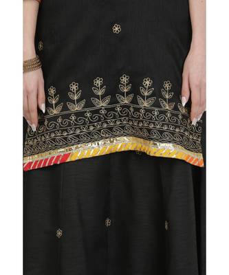Kaanchie Nanggia Dupion Black Embroidery Lehenga Set 4