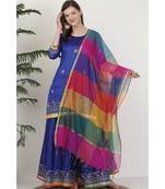 Kaanchie Nanggia Dupion Blue Embroidery Lehenga Set