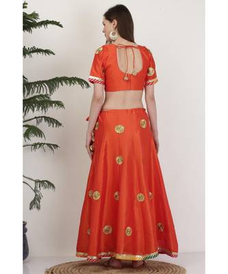 Kaanchie Nanggia Dupion Red Embroidery Lehenga Set 2