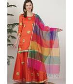 Kaanchie Nanggia Dupion Red Embroidery Lehenga Set