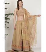 Kaanchie Nanggia Silk Beige printed Lehenga Set