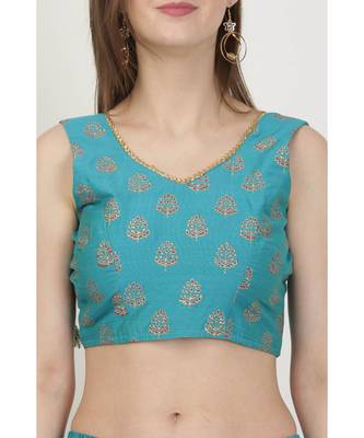 Kaanchie Nanggia Silk Blue printed Lehenga Set 4