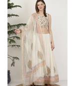 Kaanchie Nanggia Silk White printed Lehenga Set