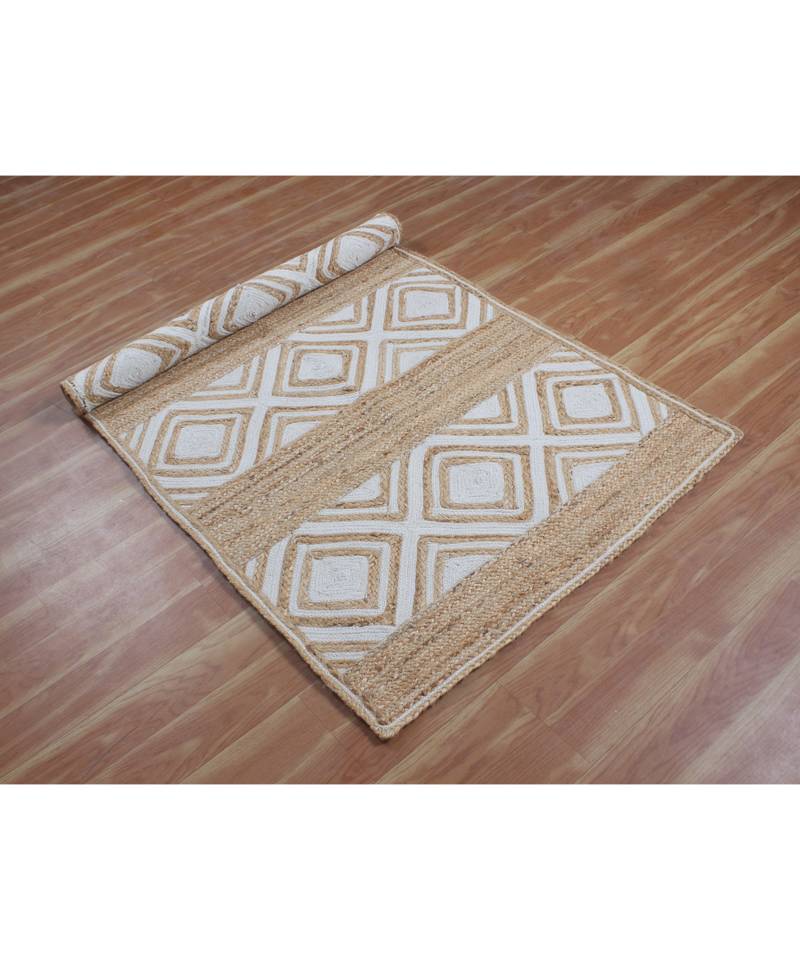 3x3 Ft Living Room Jute Rug Indian Handmade Braided Rug Hand Woven Jute Rug Dining Room Rug
