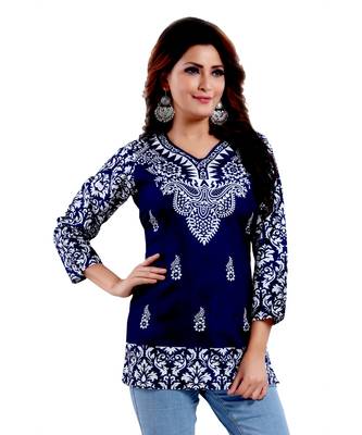 DIGITAL PRINT Faux Crepe Ladies Short Tunic 1