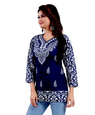 DIGITAL PRINT Faux Crepe Ladies Short Tunic 3