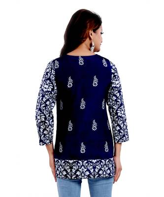 DIGITAL PRINT Faux Crepe Ladies Short Tunic 4