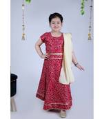 Banjara India Kutchi Emboidered Yellow Girls Chaniya Choli with Dupatta (CC-BANDHEJ) - Red