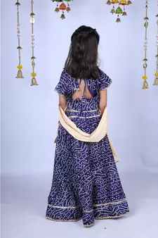 Banjara India Kutchi Emboidered Yellow Girls Chaniya Choli with Dupatta (CC-BANDHEJ) - Blue