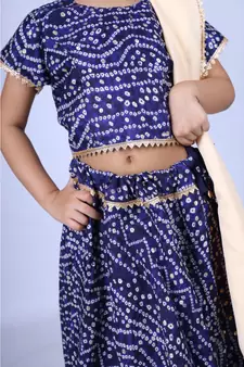 Banjara India Kutchi Emboidered Yellow Girls Chaniya Choli with Dupatta (CC-BANDHEJ) - Blue