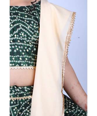 Banjara India Kutchi Emboidered Yellow Girls Chaniya Choli with Dupatta (CC-BANDHEJ) - Green 4