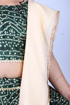 Banjara India Kutchi Emboidered Yellow Girls Chaniya Choli with Dupatta (CC-BANDHEJ) - Green