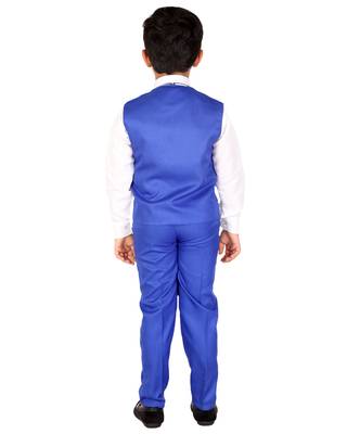 Blue plain blended cotton boys-suit 2