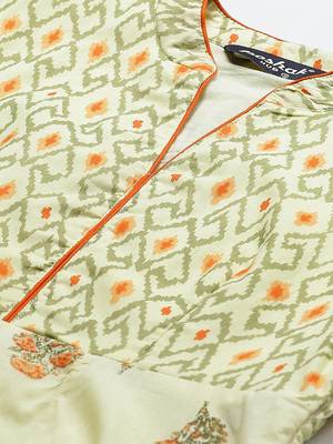 Yellow printed cotton long-kurtis 4