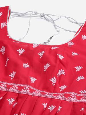 Red printed cotton long-kurtis 4