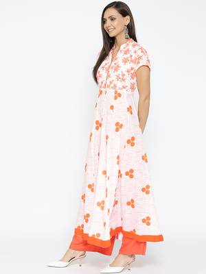 White printed cotton long-kurtis 3