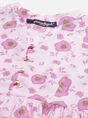 Pink printed cotton long-kurtis 4