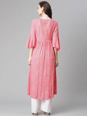 Red printed rayon long-kurtis 2