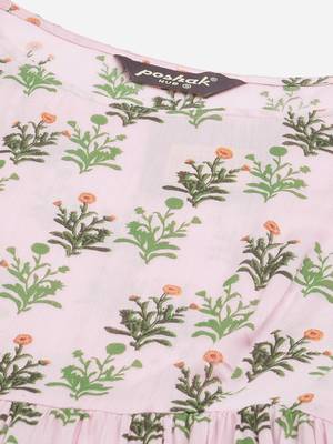 Pink printed rayon long-kurtis 4