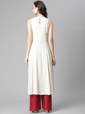 White embroidered rayon long-kurtis 2