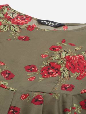 Green printed crepe long-kurtis 4
