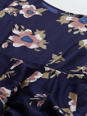 Blue printed crepe long-kurtis 4