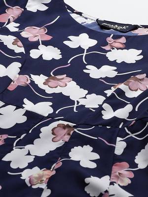 Blue printed crepe long-kurtis 4