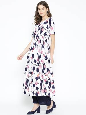 White printed crepe long-kurtis 3