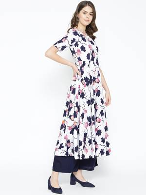 White printed crepe long-kurtis 5