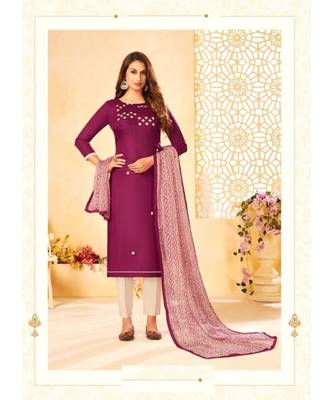 Lavender embroidery soft cotton unstitch churidar suits churidar salwar suits 1