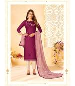 Lavender embroidery soft cotton unstitch churidar suits churidar salwar suits