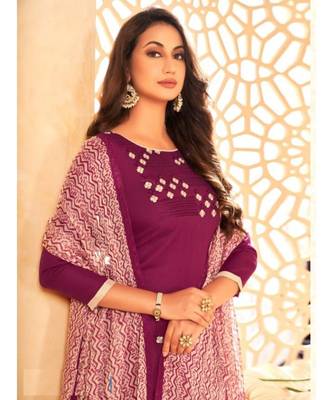 Lavender embroidery soft cotton unstitch churidar suits churidar salwar suits 2