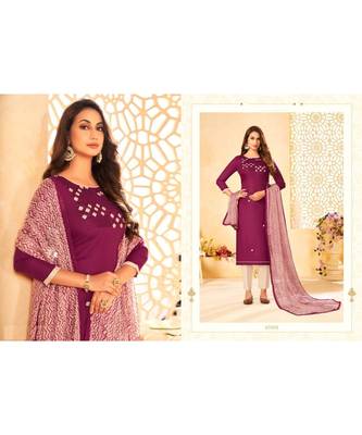 Lavender embroidery soft cotton unstitch churidar suits churidar salwar suits 3
