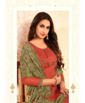Red embroidery soft cotton unstitch churidar suits churidar salwar suits 2